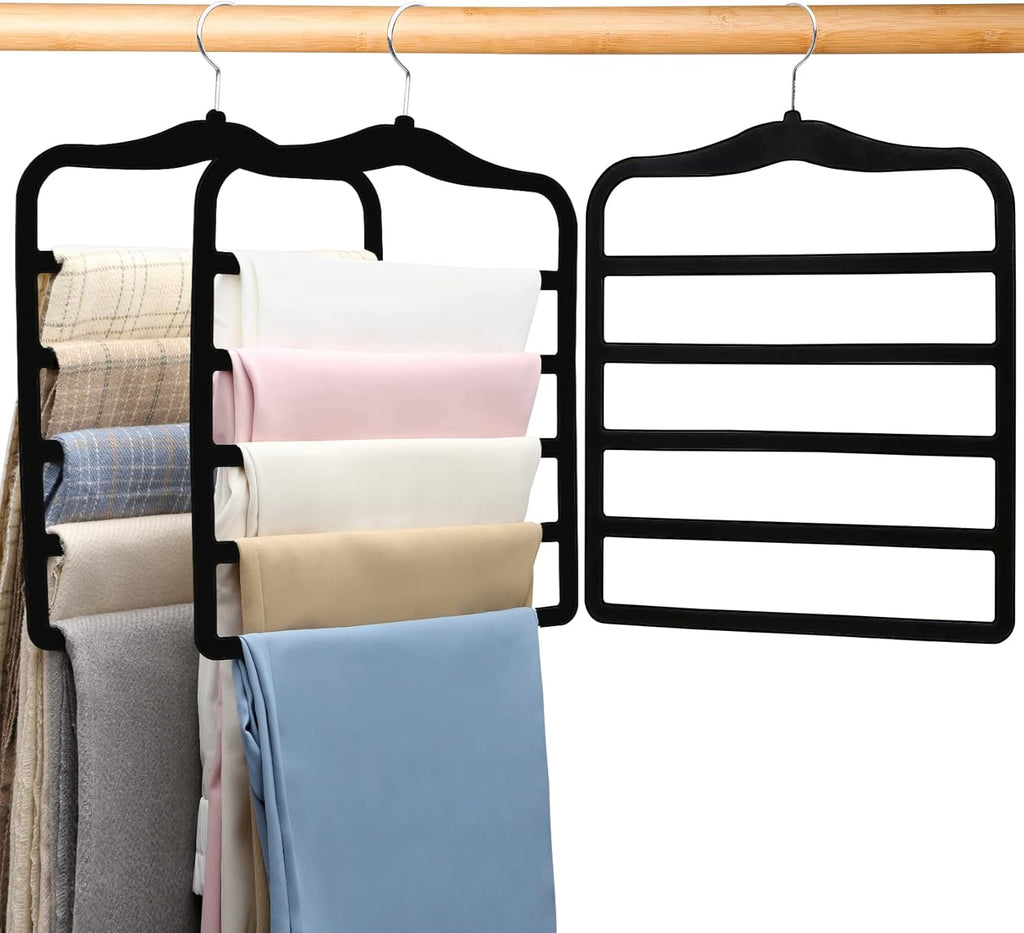 Closet Organizers and Storage,3 Pack Organization and Storage Pants-Hangers-Space-Saving,Velvet Hanger for Dorm Room