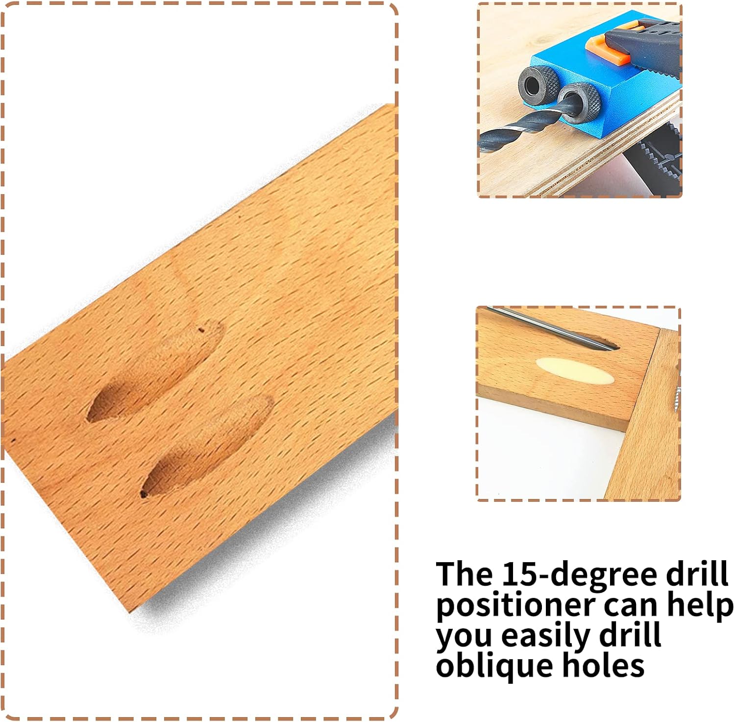 14 Pcs Pocket Hole Jig Kit, 15 Degree Woodworking Inclined | 6/8/10mm Drive Adapter, Clip