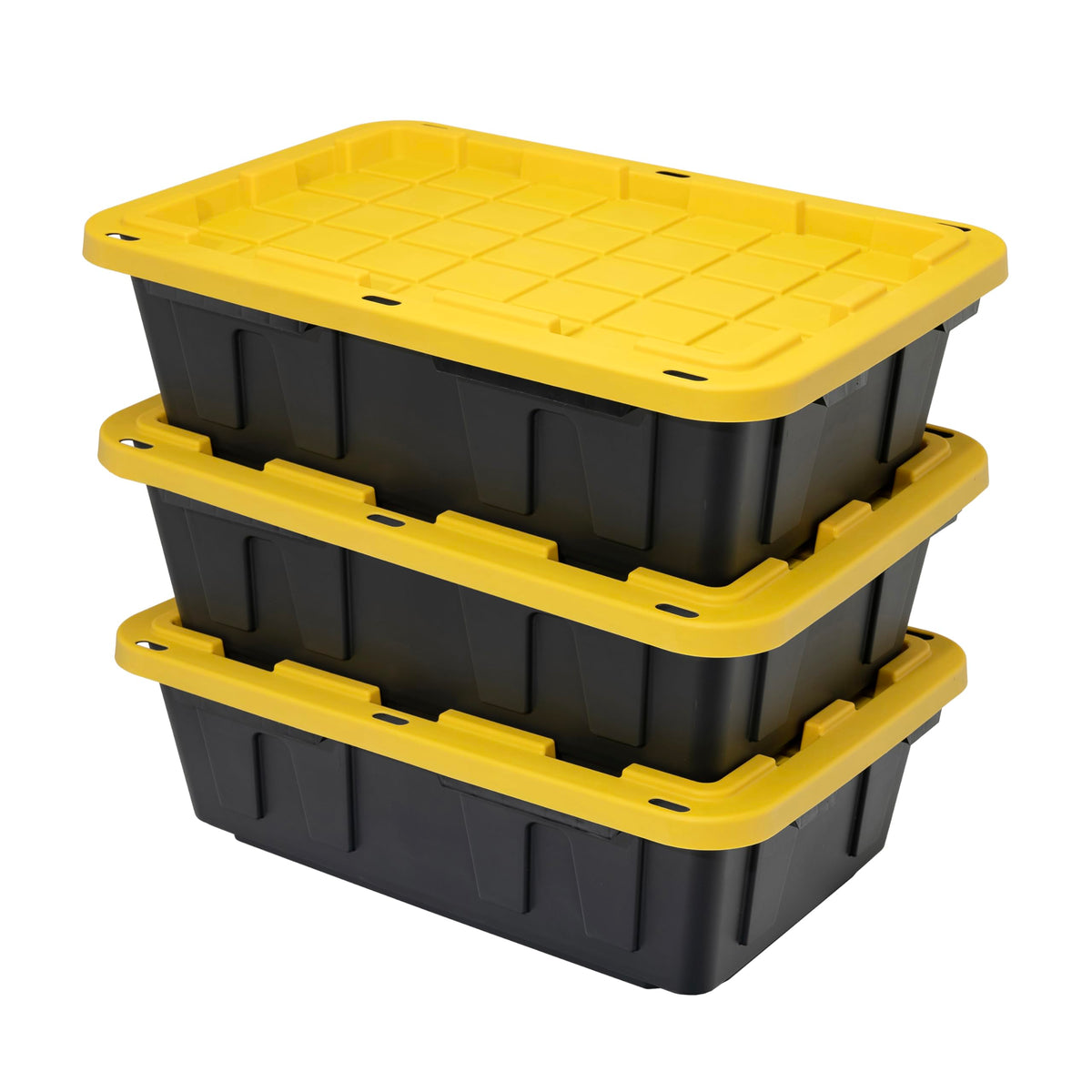 Heavy Duty 15-Gallon Stackable Plastic Storage Bins with Lids, 3 Pack