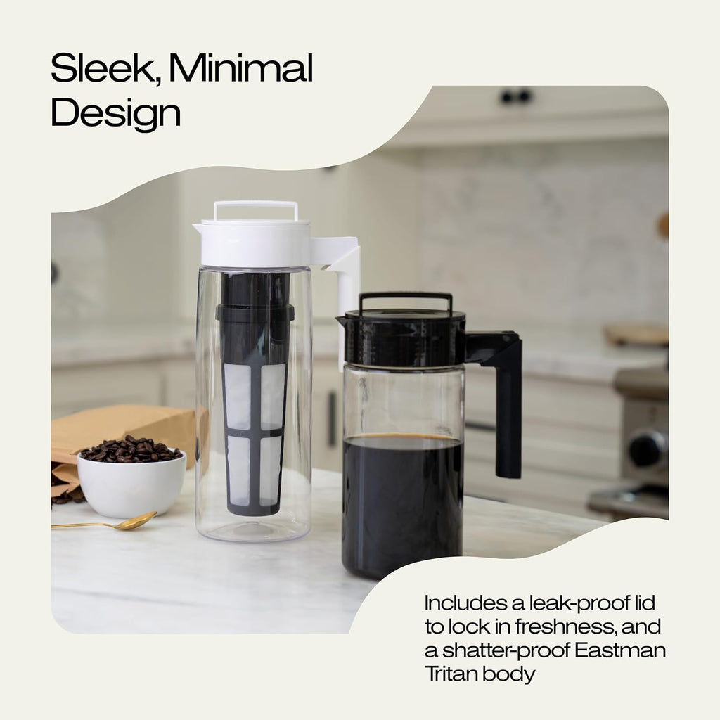 Deluxe Cold Brew Coffee Maker - BPA-Free Tritan Pitcher with Airtight Leakproof Lid, Silicone Grip Handle, Fine-Mesh