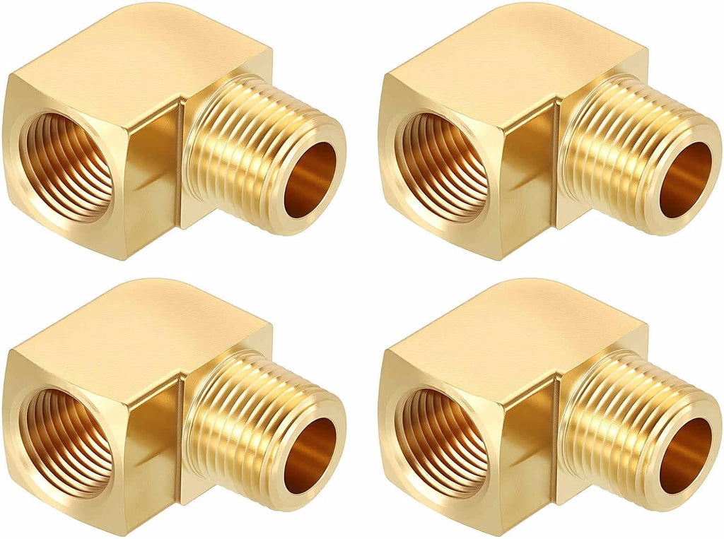 4 Pack 90° 3/8" FNPT to 3/8" MNPT Solid Brass Barstock Street Elbow