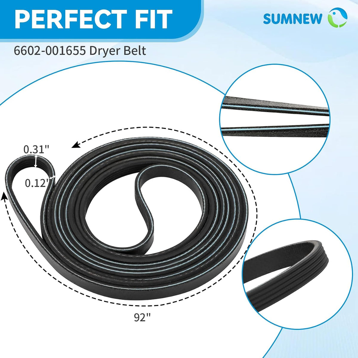 6602-001655 Dryer Belt Replacement Part Compatible with Samsung Dryers