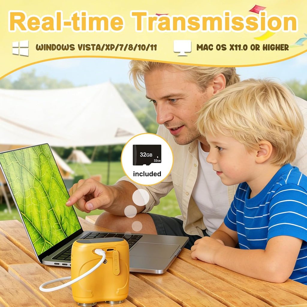 1000X Handheld Digital Microscope for Kids & Binoculars, STEM Toys, 2 in 1 | Kids Pocket Microscope with 2.0" IPS