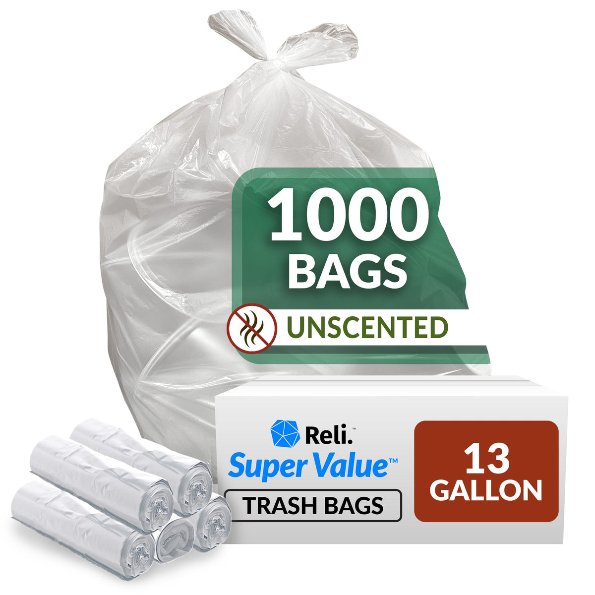 SuperValue 13 Gallon Trash Bags | 1000 Count Bulk