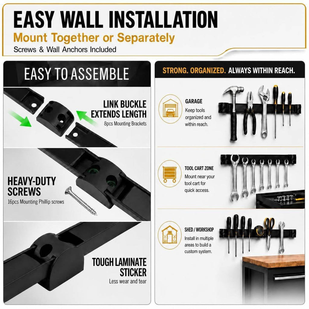 12" Magnetic Tool Holder, 4 Pack PVC-Coated Heavy Duty for Garage