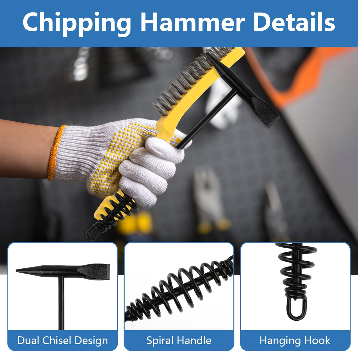 Welding Chipping Hammer and Wire Brush Set, 2 Piece Slag Removal Tools