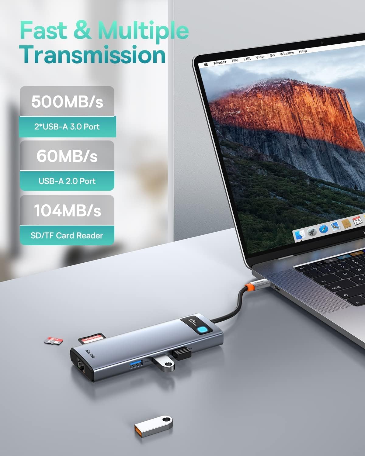 Laptop Docking Station Dual Monitor 9 in 1 USB C Hub up to 4K@120Hz | 2 HDMI, 1000Mbps LAN, Max 85W PD, 3 USB, SD