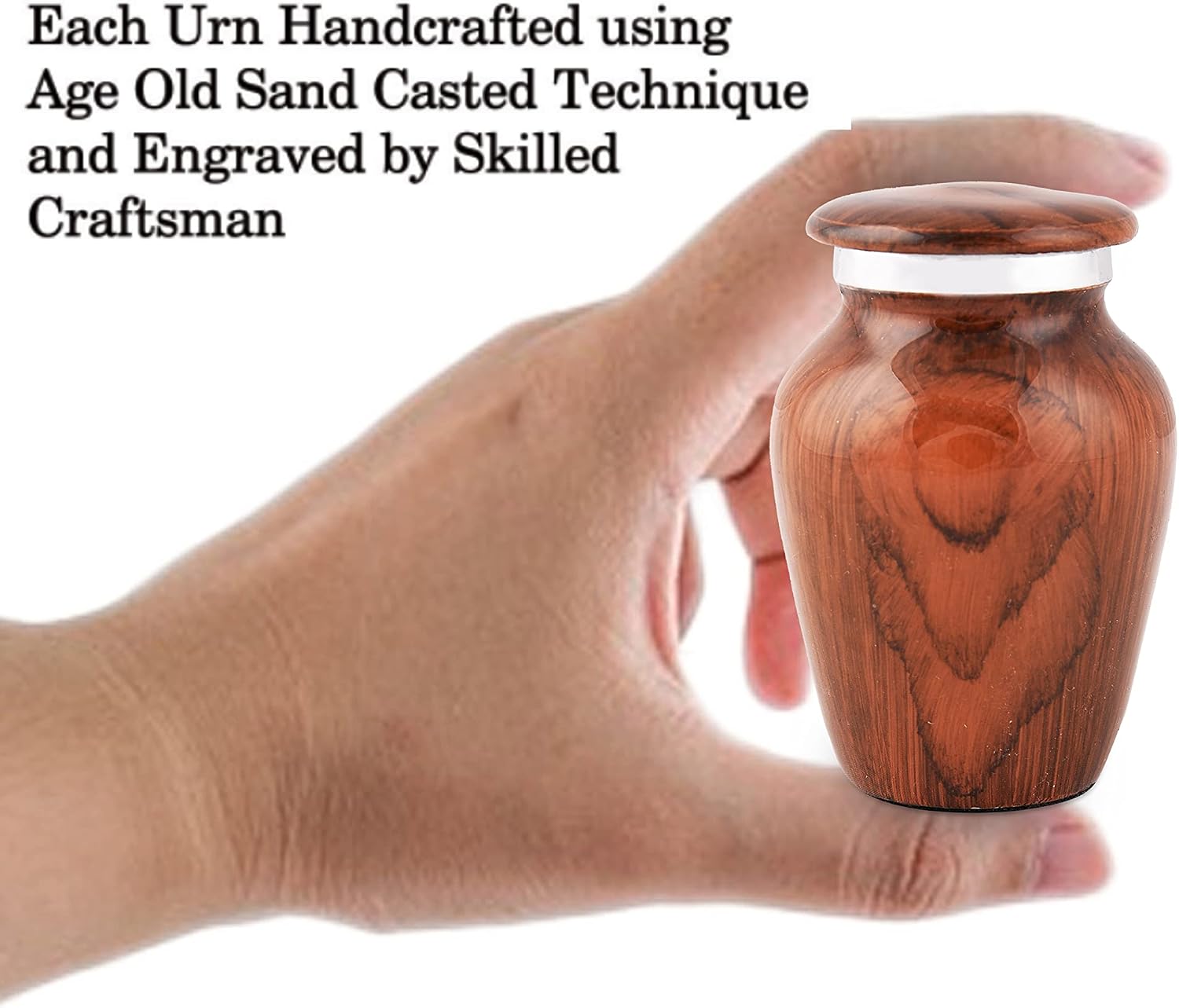 Wooden Textured Theme Keepsake Urn | Human Ashes Memorial Urn, Burial, Funeral Cremation Urns (Red Cherry Wood, Set