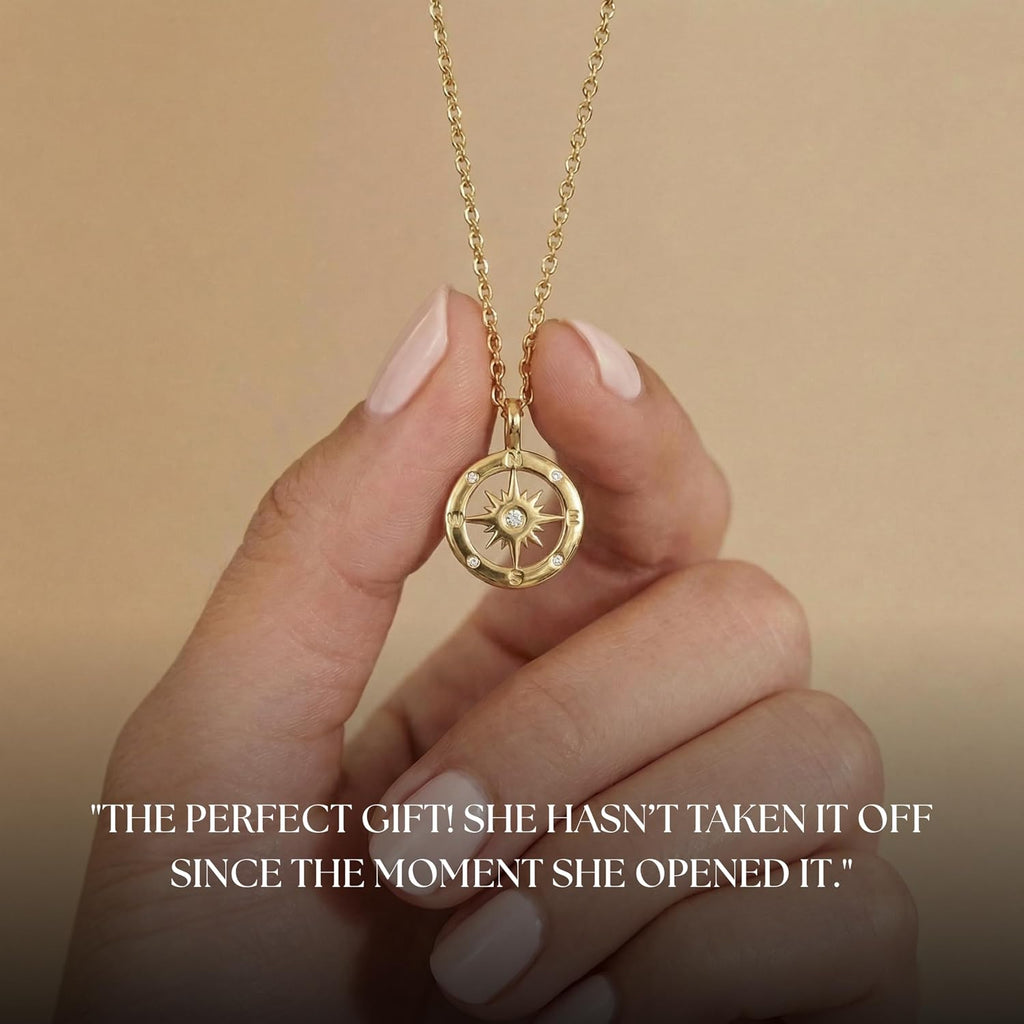 Dainty Necklace - Silver, Gold Plated 18" Choker for Women with Dainty Small Round Faux Diamond Necklace Pendant
