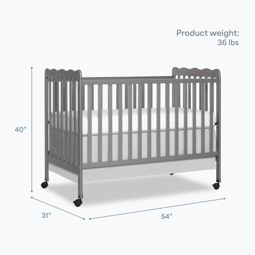 Carson Classic 3-in-1 Convertible Full-Size Baby Crib in Steel Grey, GreenGuard Gold & BSA, 4 Mattress Heights
