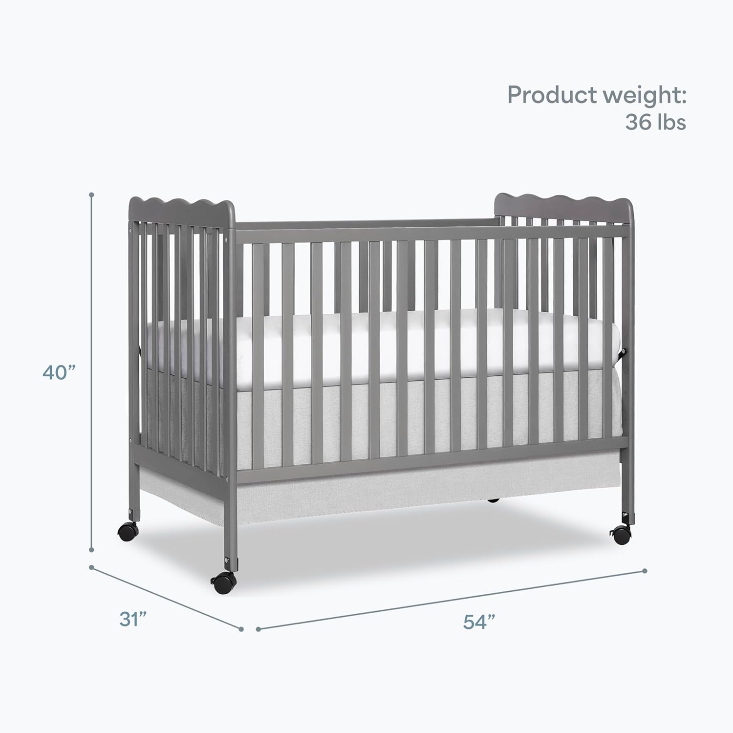 Carson Classic 3-in-1 Convertible Full-Size Baby Crib in Steel Grey, GreenGuard Gold & BSA, 4 Mattress Heights