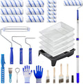Paint Roller Kit with 3.93Ft Extension Pole for Walls and Ceilings, 30Pcs House Painting Supplies Set with 9”, 6” &