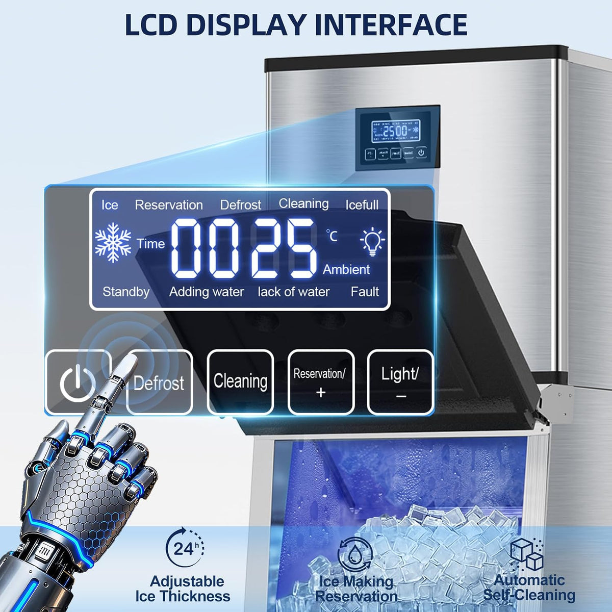 Commercial Ice Maker Machine, 500LBS/24H, 350LBS Storage
