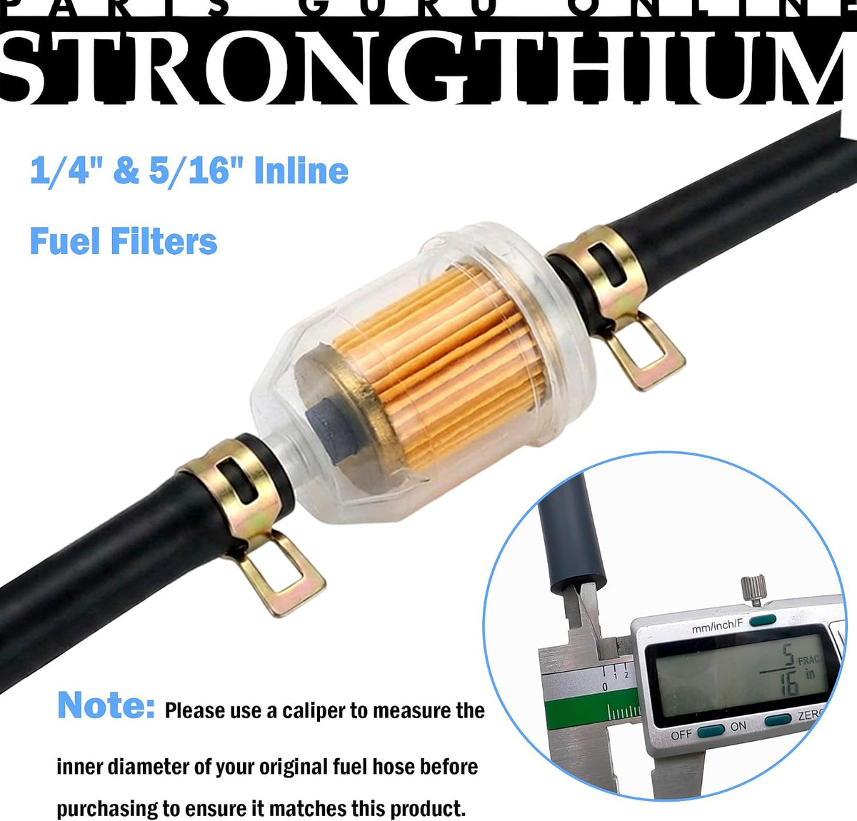 Strongthium 10PCS 1/4" & 5/16" Inline Fuel Filters with Magnet
