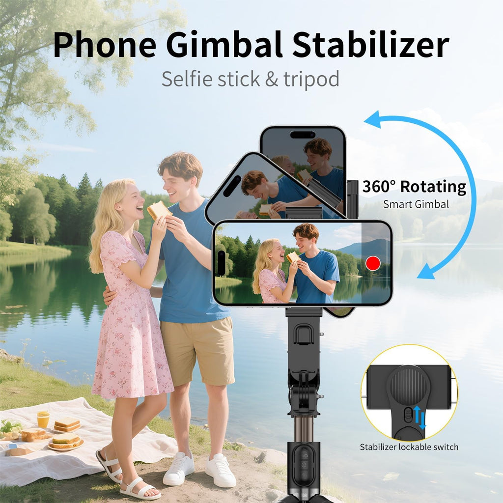 Selfie Stick with Light for Smartphone, Remote Control | Retractable and Foldable Phone Tripod for iPhone & Android