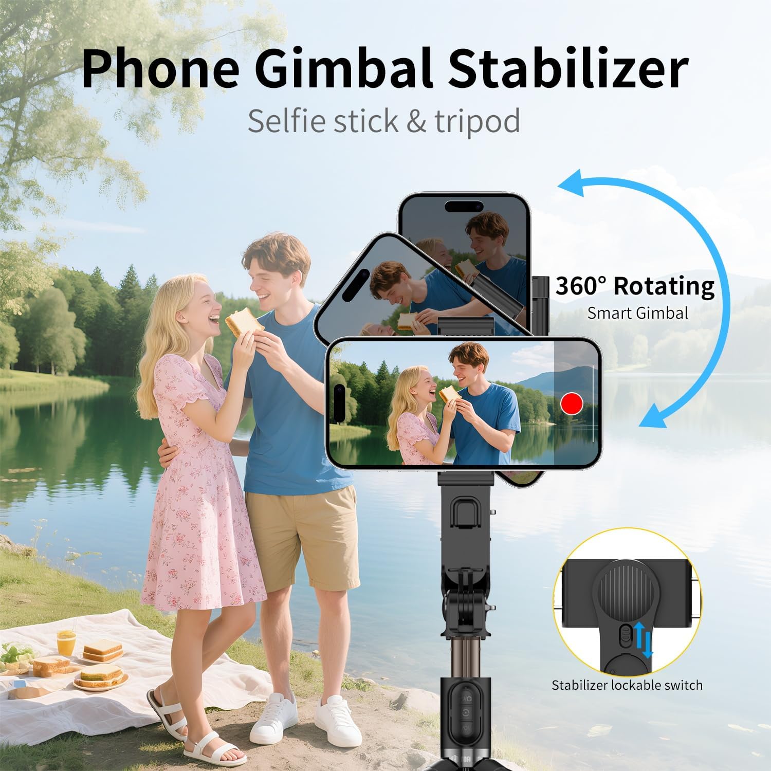 Selfie Stick with Light for Smartphone, Remote Control | Retractable and Foldable Phone Tripod for iPhone & Android