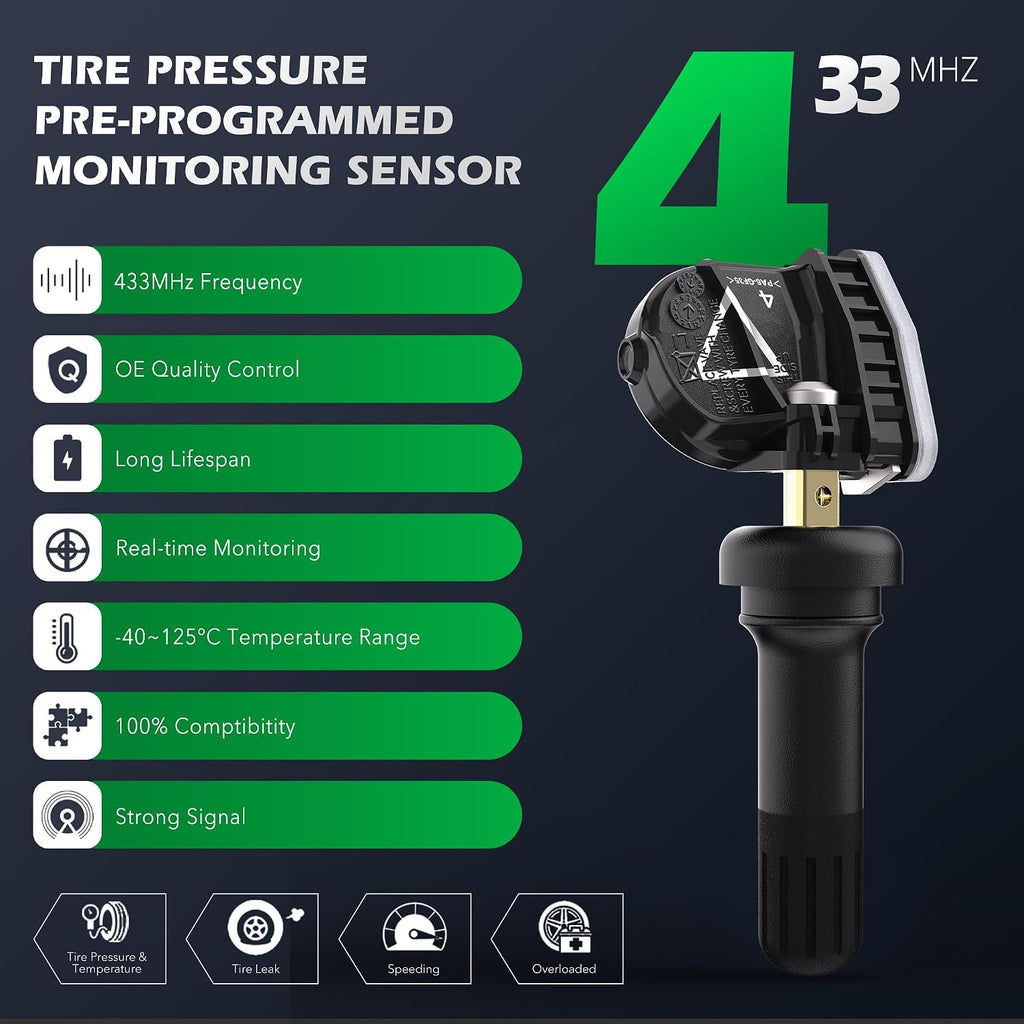 TPMS Sensor GM,433Mhz set of 4 Chevy GMC Buick Tire Pressure Monitor Sensor | Fit for Chevrolet