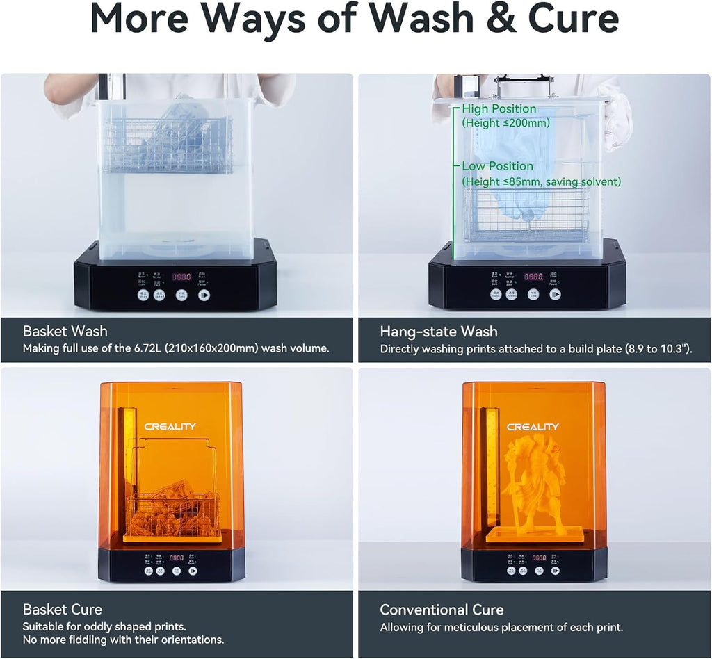 Wash and Cure Station UW-03 2 in 1 Machine | Resin 3D Printer Upgraded 405nm UV Curing Rotary Box Bucket for