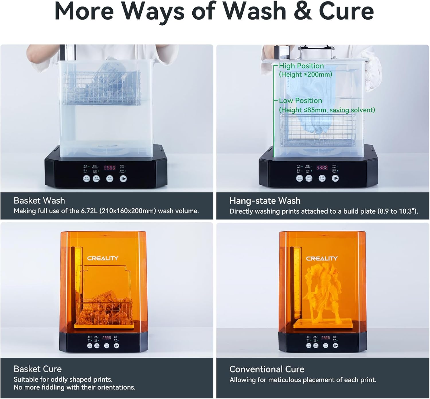 Wash and Cure Station UW-03 2 in 1 Machine | Resin 3D Printer Upgraded 405nm UV Curing Rotary Box Bucket for