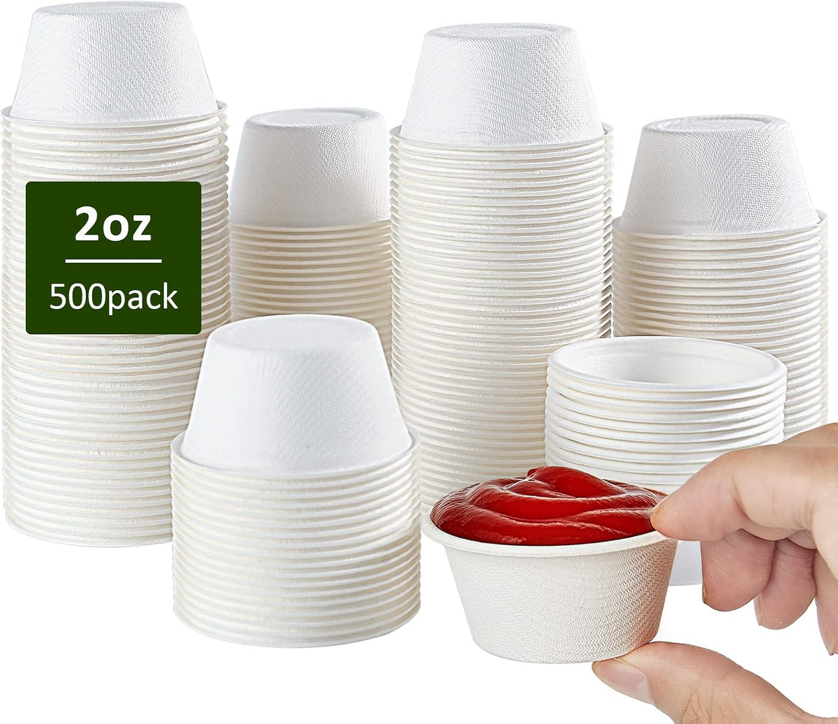 500 Pack 2 OZ Disposable Souffle Cups, Compostable Portion Cups