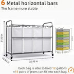 Laundry Hamper Sorter Cart, 4-Section Organizer with Lockable Wheels