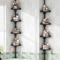 360° Rotating Corner Shower Caddy Tension Pole Organizer (Black) | 4-Tier rotating shelves with hooks, adjustable