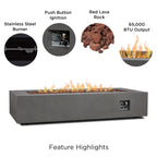 Aegean 70in Rectangle Fire Pit Table, Weathered Slate