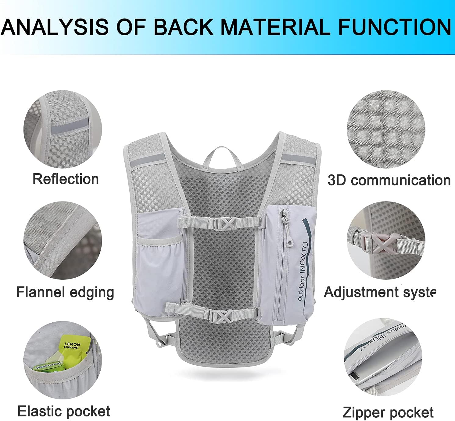 INOXTO Running Hydration Vest Backpack,Lightweight Insulated Pack with 1.5L Water Bladder Bag Daypack for Hiking