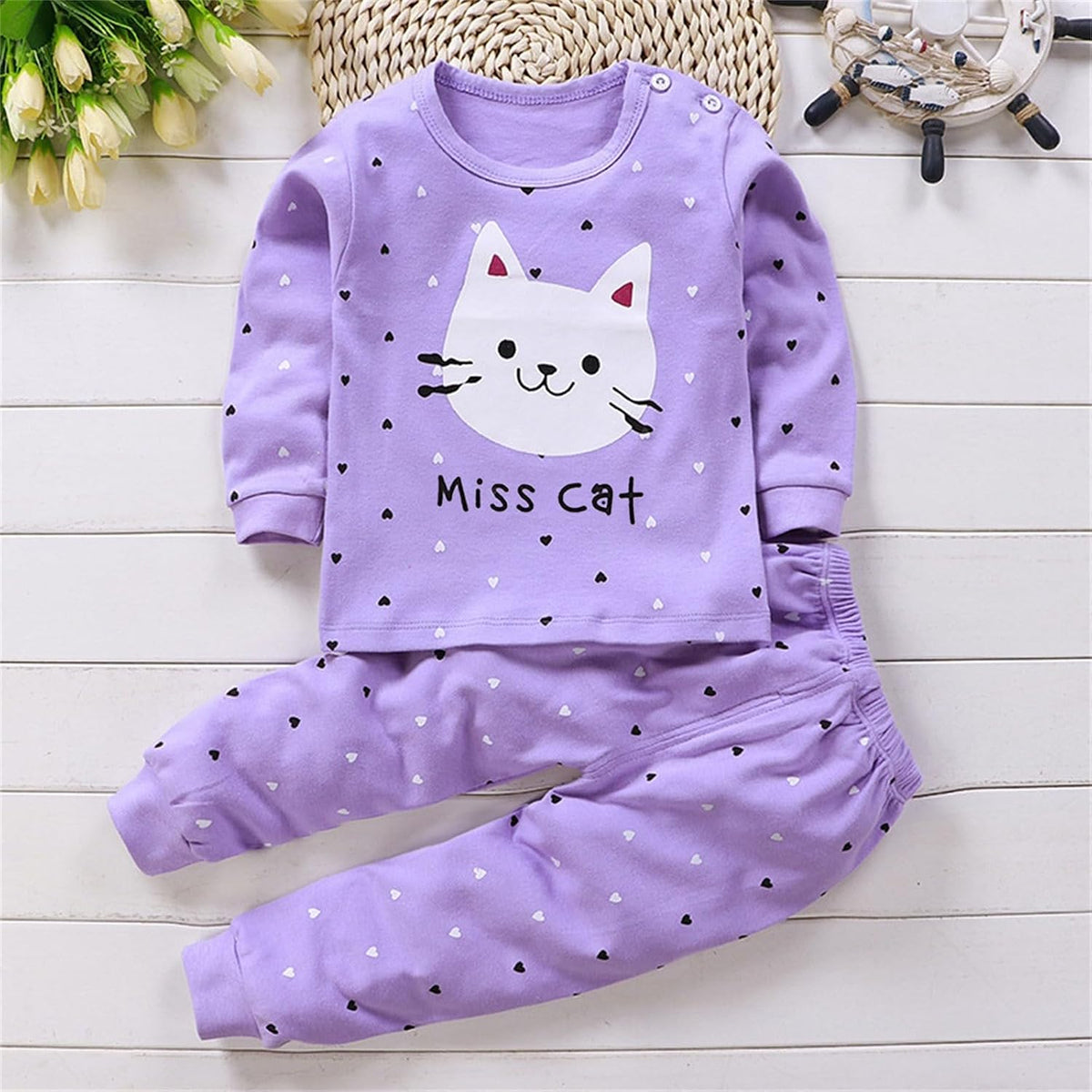 Toddler Baby Girls Cotton Tops Pants Sets Cute Animal Graphic Pullover Sweater Trousers Fall Winter Outfits Warm Comfy