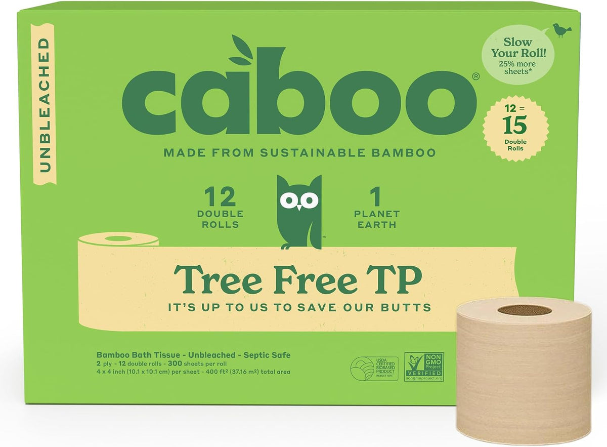 Tree Free Toilet Paper, Unbleached, Plastic Free, 12 Rolls