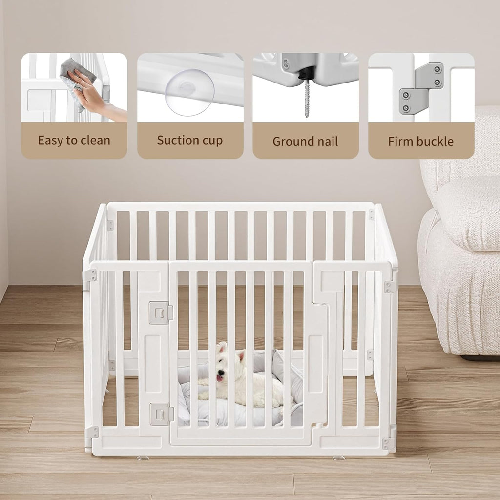 Pet Playpen with Door Dog Playpen Foldable Puppy Playpen for Puppies and Small Dogs 4-Panels Easy Assemble Easy