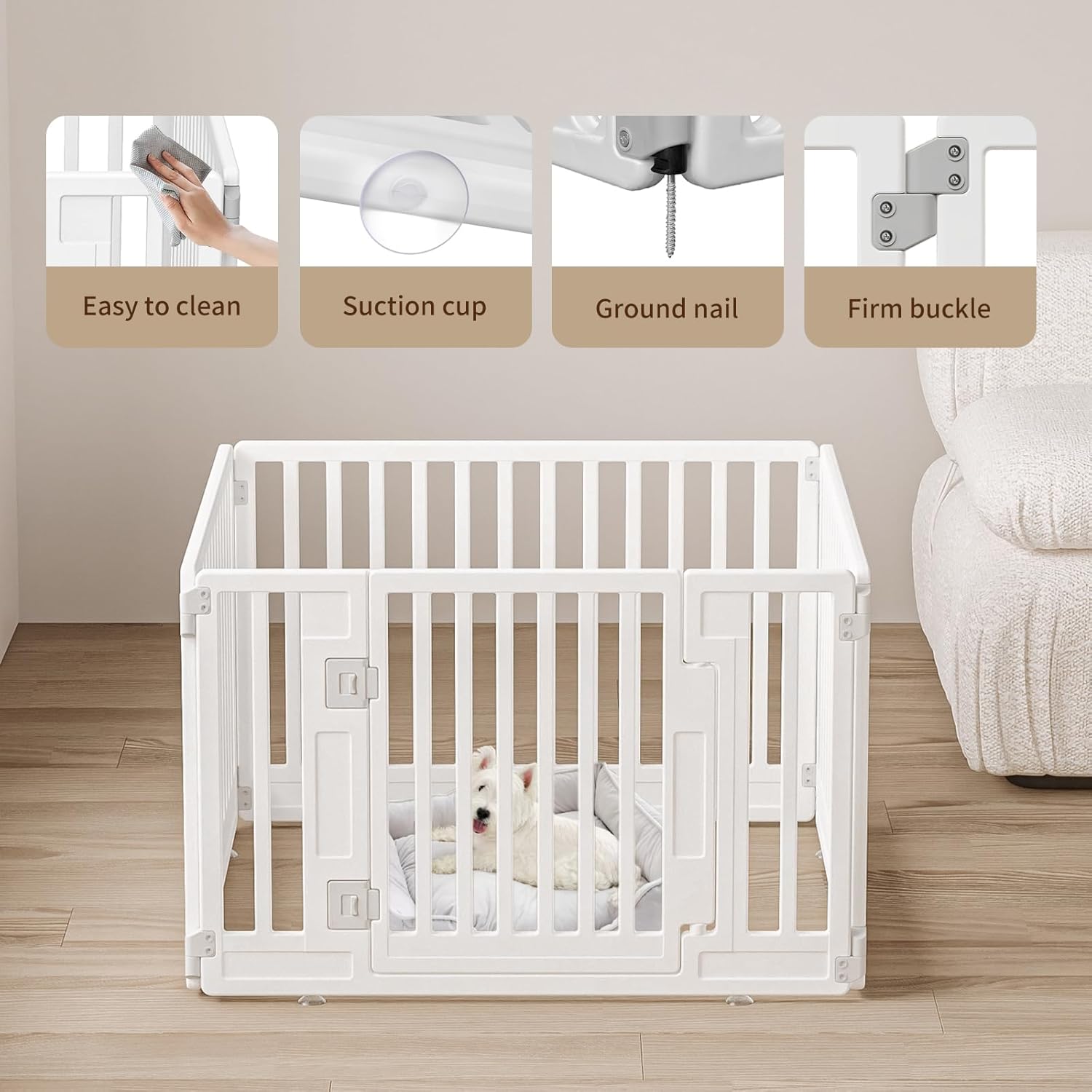 Pet Playpen with Door Dog Playpen Foldable Puppy Playpen for Puppies and Small Dogs 4-Panels Easy Assemble Easy
