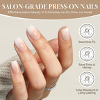 Press On Nails Short Square, Ombre Nude Cream Soft Gel Fake Nails