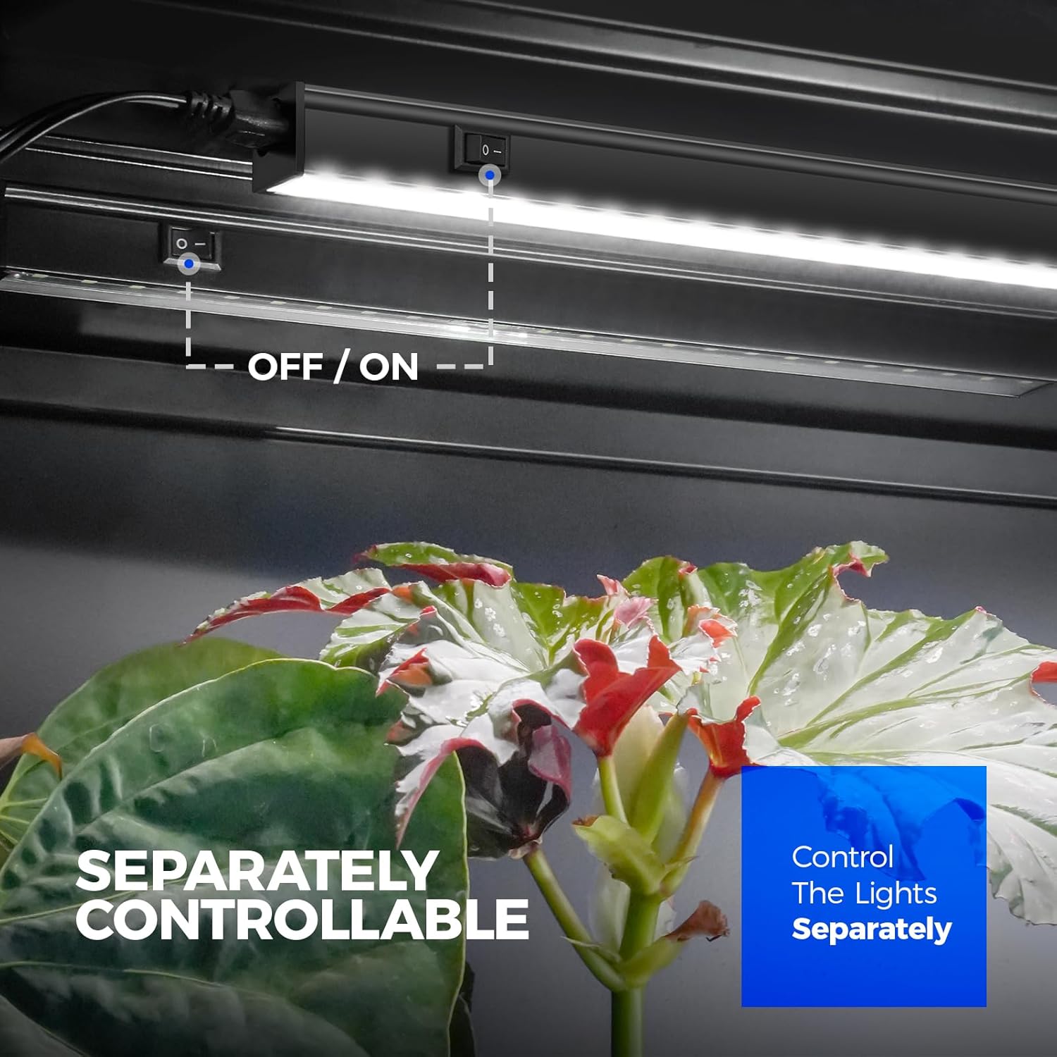 T5 LED Grow Lights, 1FT 10W (2 X 5W), 5000K Full Spectrum, 2 Packs | Grow Light Strip for Indoor Growing, Linkable