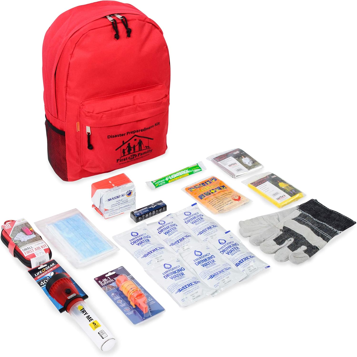 First My Family All-in-One Premium 1-Person, 72-Hour Bug Out Bag for Earthquakes, floods, tsunamis and Other