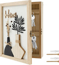 Wooden Key Box, Key Holder Wall Mount Decorative Wooden Key Cabinet Holder with 6 Hooks Rustic Access Card Hanger