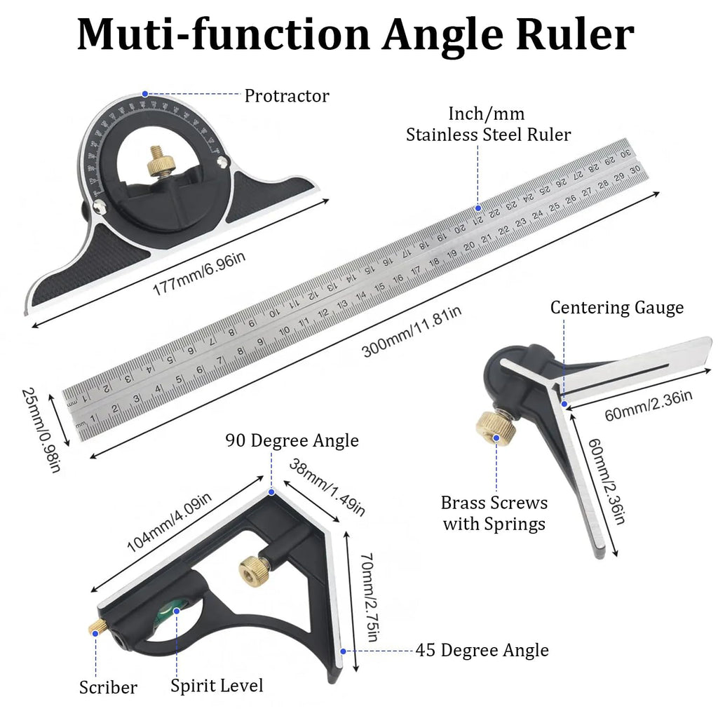 Combination Square Ruler Horizontal Square Multi-Function Carpentry Squares