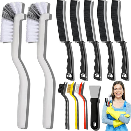 11Pcs Crevice Cleaning Brush Set, Hard Bristle Cleaning Supplies for Kitchen, Bathroom, Corner, Grout, Sink