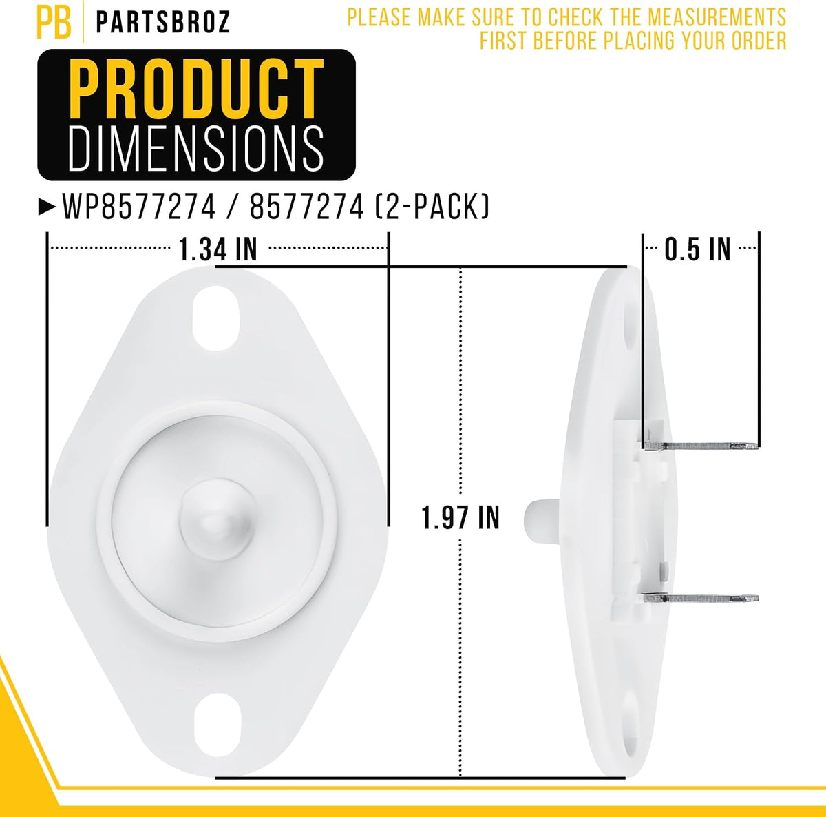 Dryer Thermistor for Whirlpool GGW9250PW3 (2-Pack)