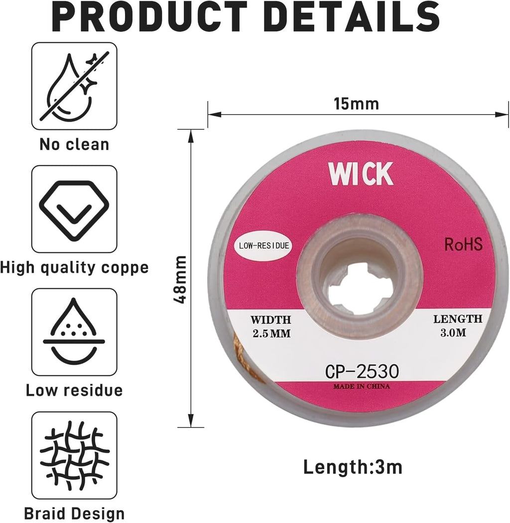 6-in-1 solder kit, soldering iron tip cleaner +1.0mm solder wire(11g*2pcs)+Rosin Solder Flux Paste (1.75 oz/50g)