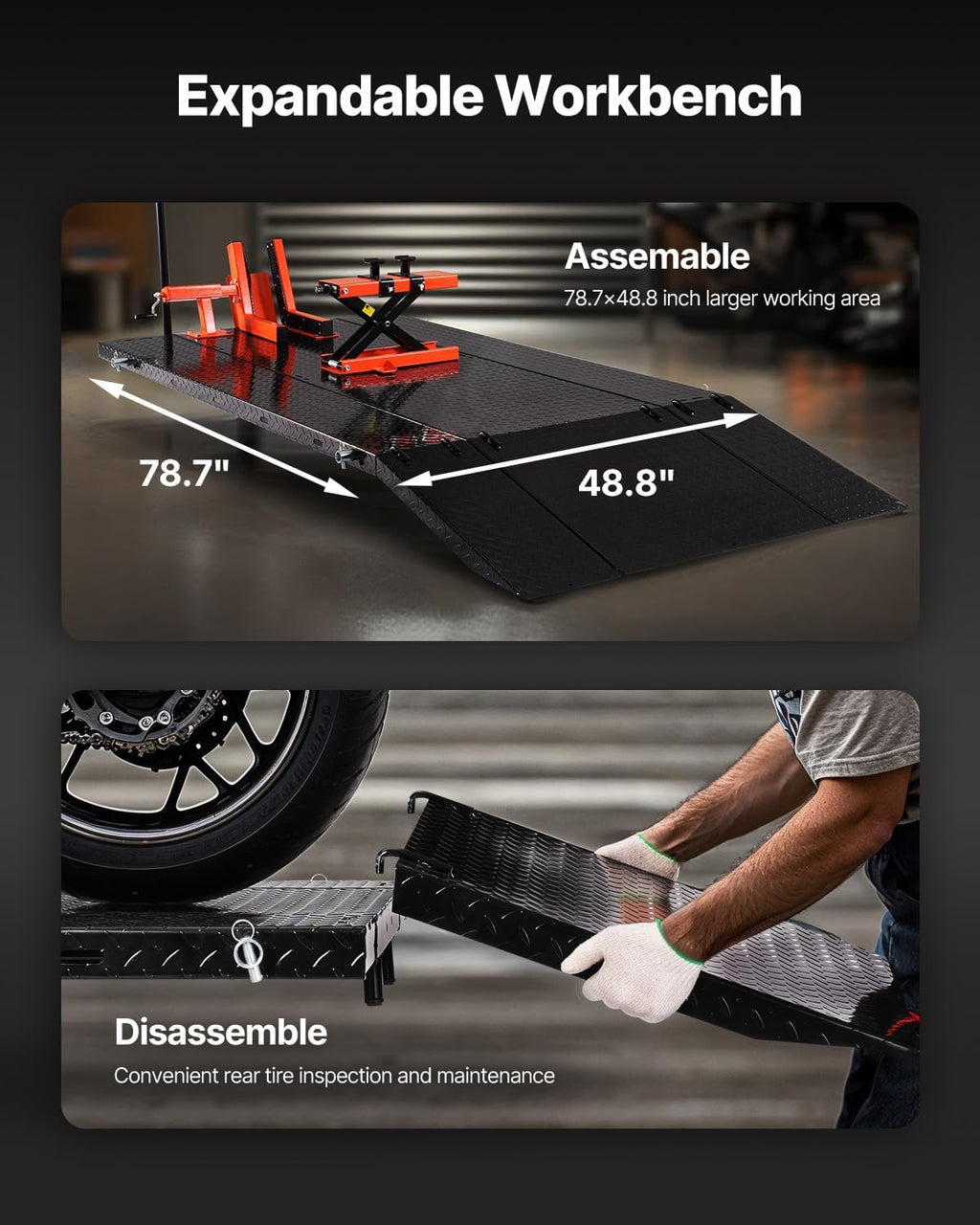 Motorcycle Lift Table, 1500lbs Weight Capacity, Pneumatic Motorcycle Jack, 8.6-31 in Height Range, Heavy Duty Bike