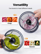 Food Processor 4 Cup, Electric Food Chopper, 【Small but Powerful】Meat Grinder with 2 Bowls, 2 Speed & 4 Blades for