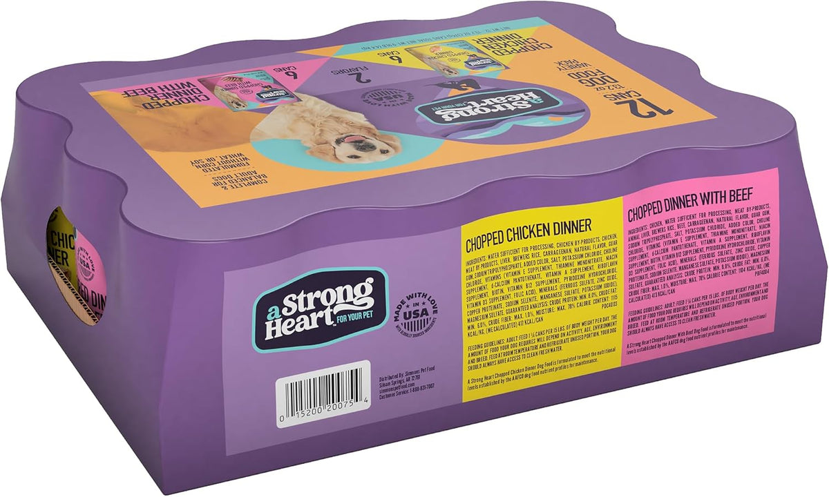 A Strong Heart Chicken & Beef Dog Food Variety Pack, 13.2oz, 12pk