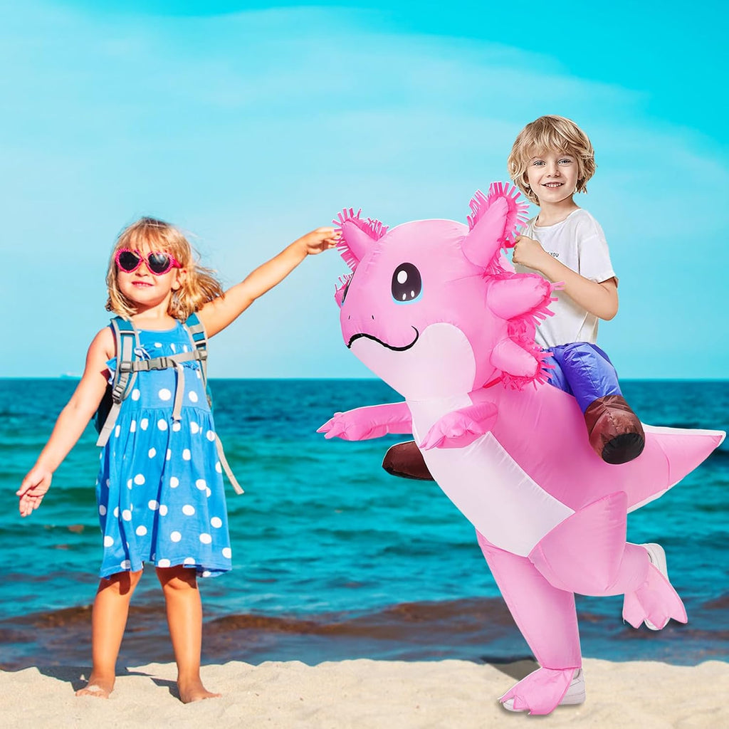 Inflatable Axolotl Costume for Kids Halloween Costumes Kid Blow Up Costume Ride on Axolotl Costumes for Girls Boys