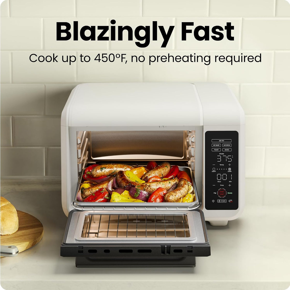 Air Fryer Toaster Oven Combo, Countertop Oven for Quick & Healthy Meals, Bake, Broil, Air Fry, Toast, and Bagel