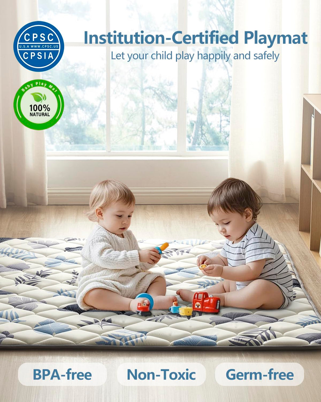 Baby Play Mat, 50x50 Thickened Playpen Mat, Non-Slip Baby Mat for Floor, Foldable Portable Playmat Suitable for