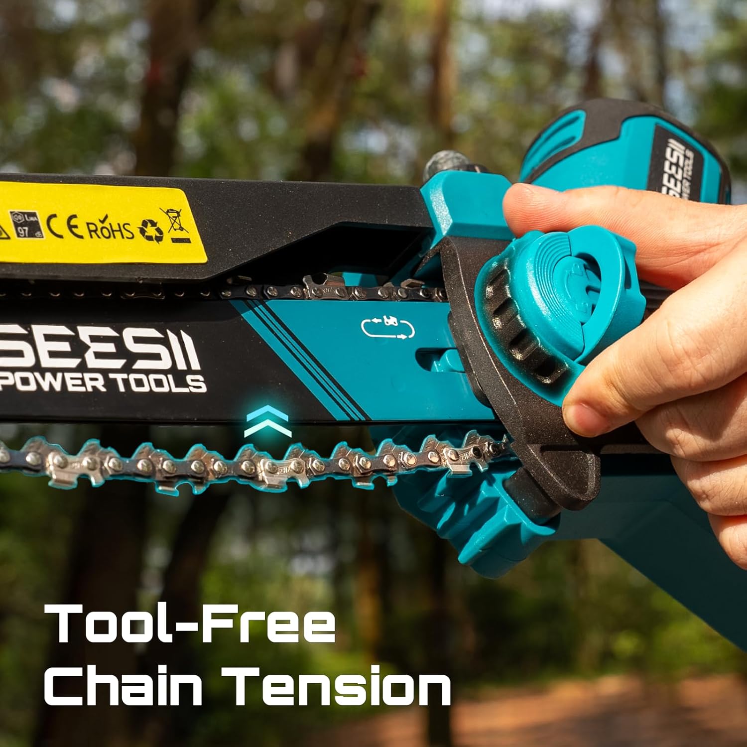 Flagship 8-Inch Cordless Mini Chainsaw, Upgraded Brushless Motor | Electric Chainsaw with 2×4000mAh Batteries