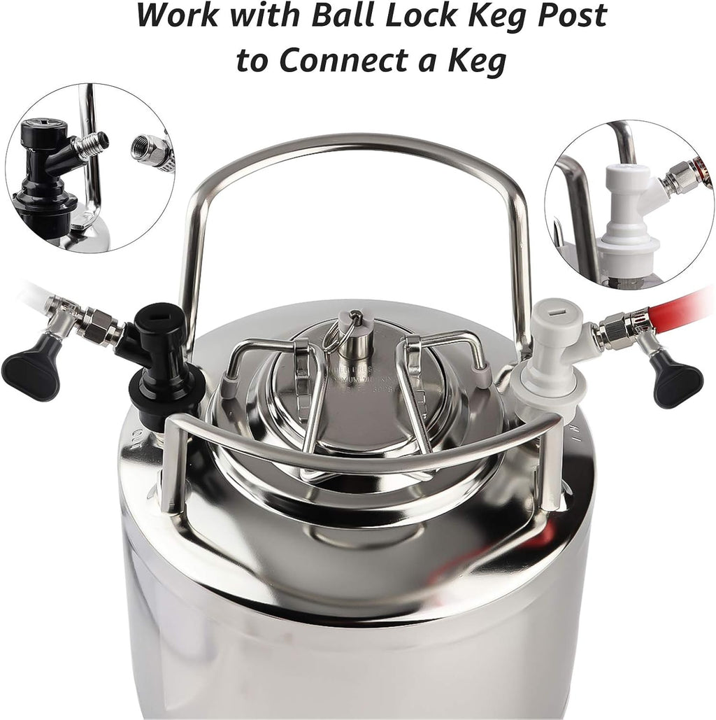 2 Pairs Ball Lock Disconnect Set, 5/16''Gas 1/4''Liquid Barb Fitting | Ball Lock Keg Connectors Cornelius Corny Keg