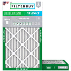 12x24x2 Air Filter MERV 8 Dust & Allergy Defense (2-Pack)