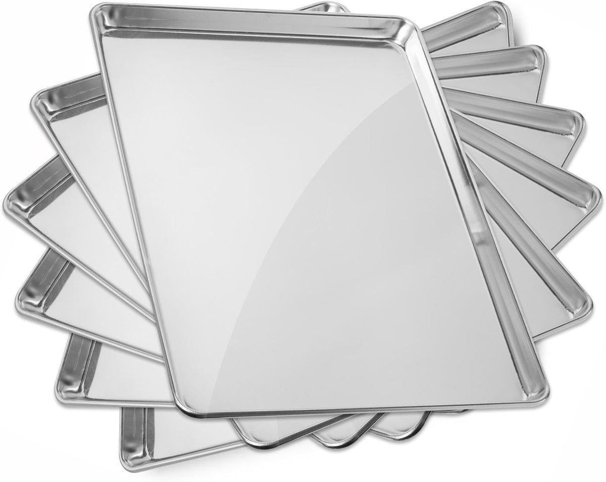 18" x 26" Commercial Grade Aluminum Cookie Sheet Baking Tray Pan Full Sheet - 6 Pans